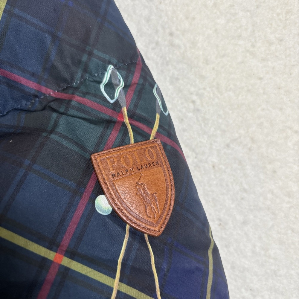 Polo Ralph Lauren Equestrian Horse AOP Puffer Jacket Down Filled Tartan Plaid L - Picture 7 of 16